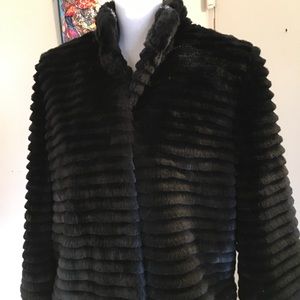 NWOT Express black faux fur jacket.  L